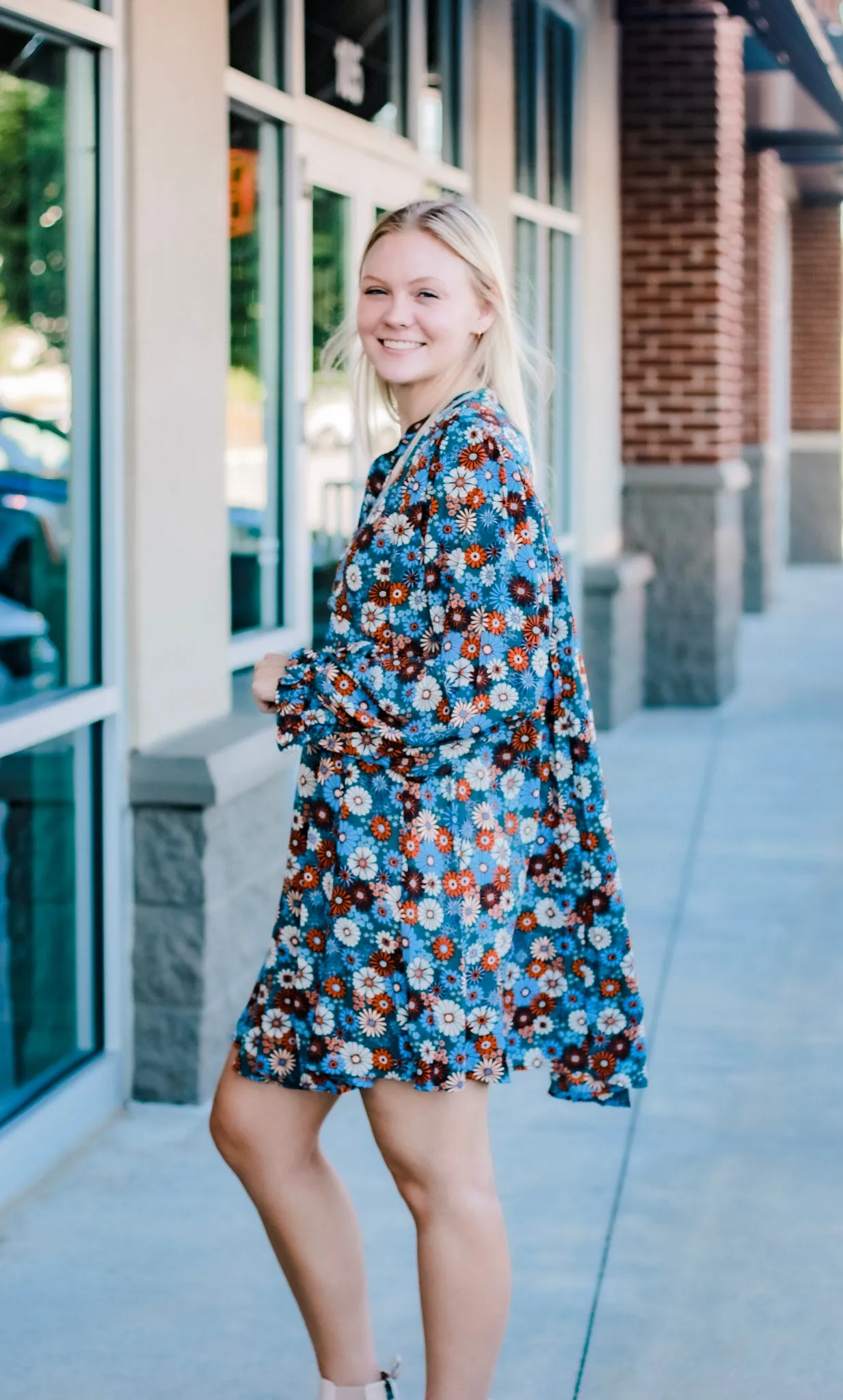 Classic Chic Floral Dress in Autumn