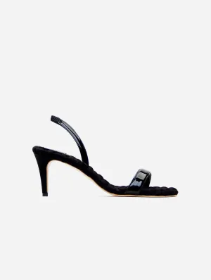 Claudia Vegan Patent Leather High-Heeled Slingback Sandals | Black