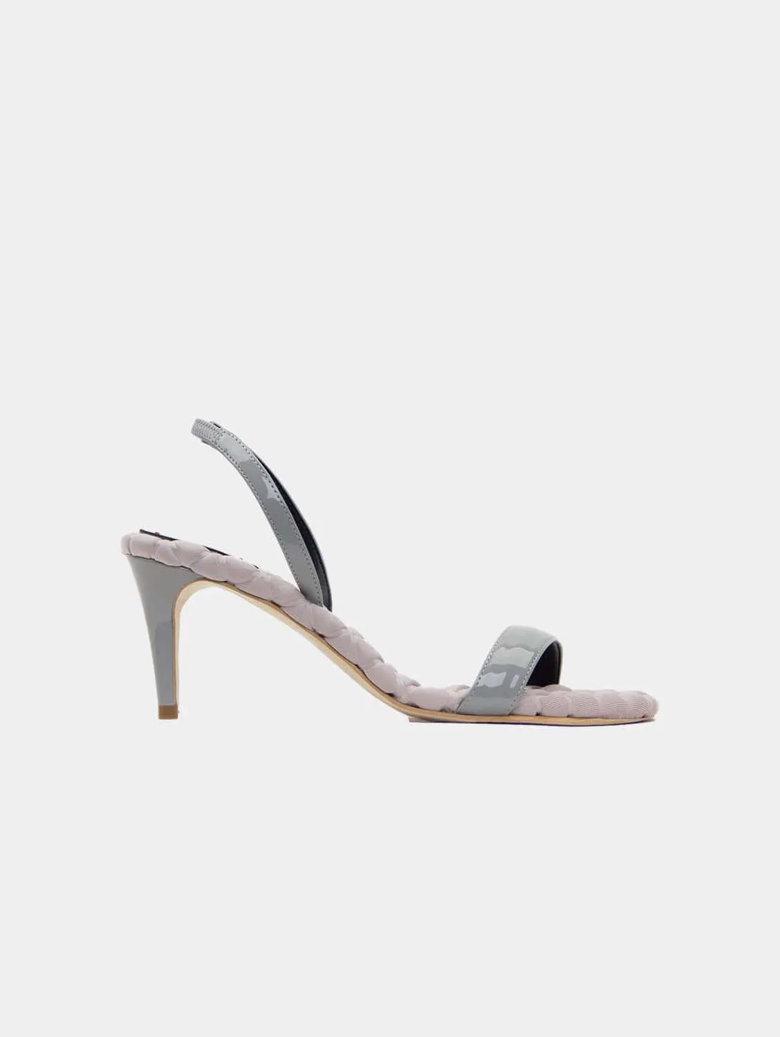 Claudia Vegan Patent Leather High-Heeled Slingback Sandals | Grey