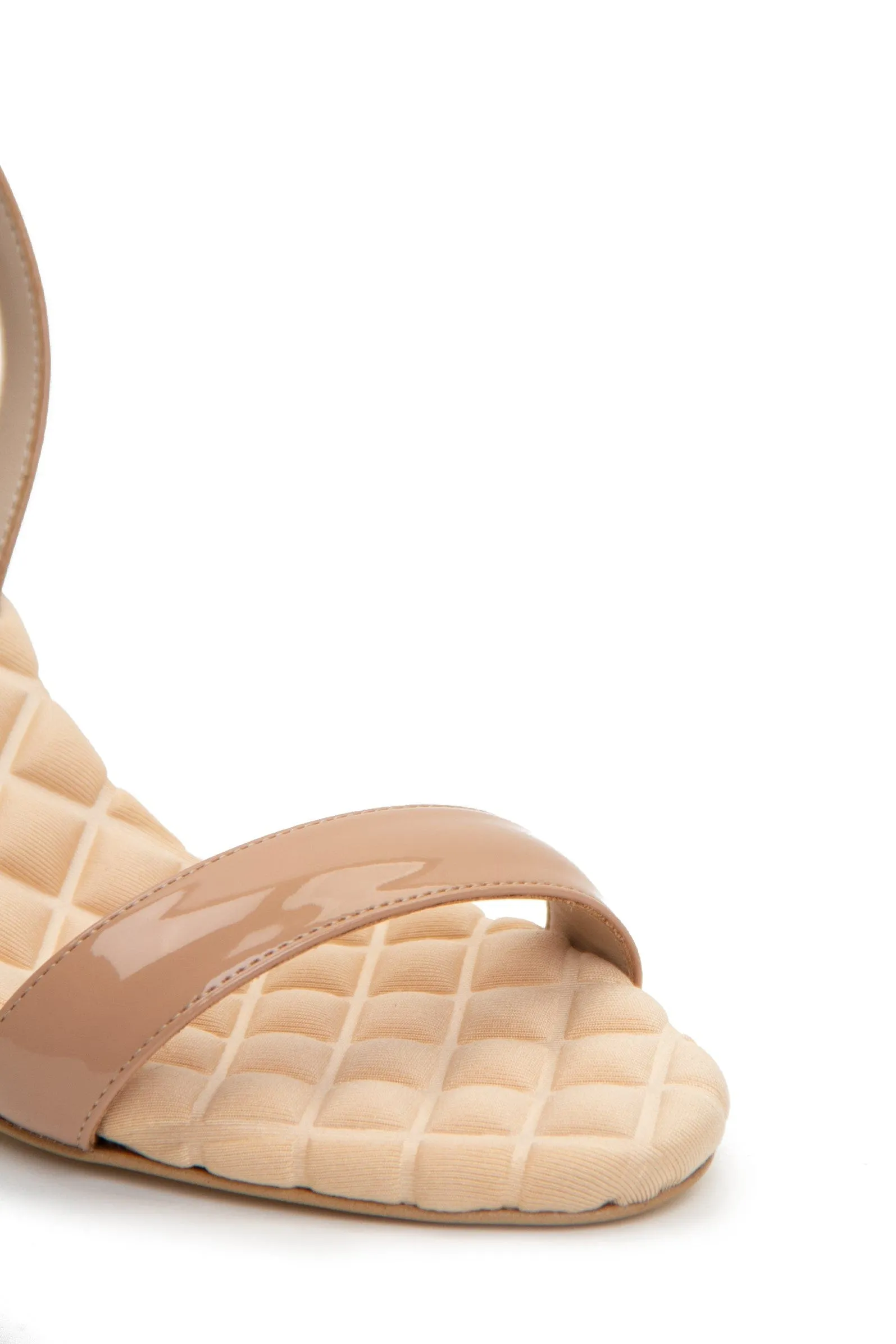 Claudia Vegan Patent Leather High-Heeled Slingback Sandals | Nude