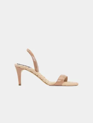 Claudia Vegan Patent Leather High-Heeled Slingback Sandals | Nude