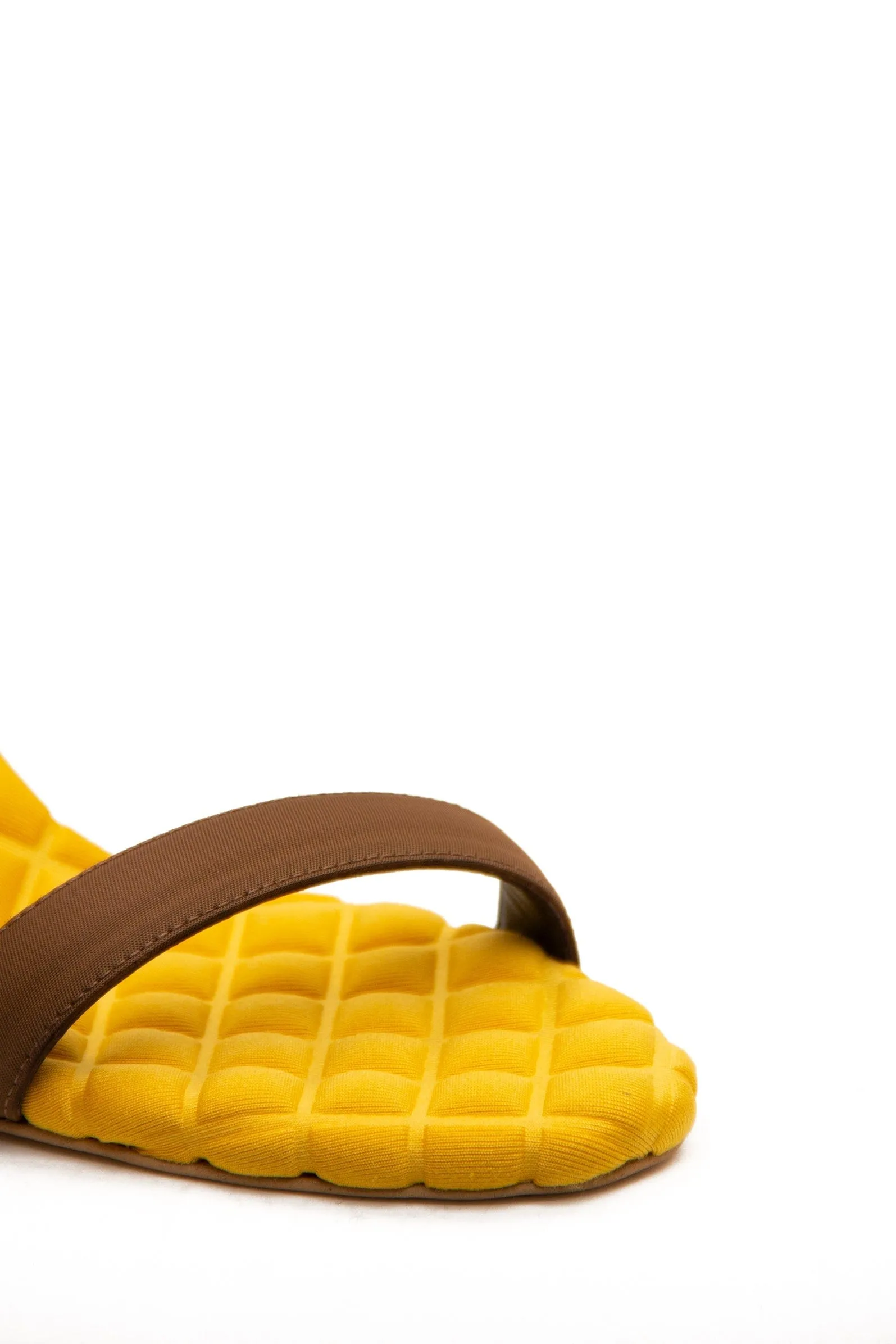Claudia Vegan Satin High-Heeled Slingback Sandals | Yellow