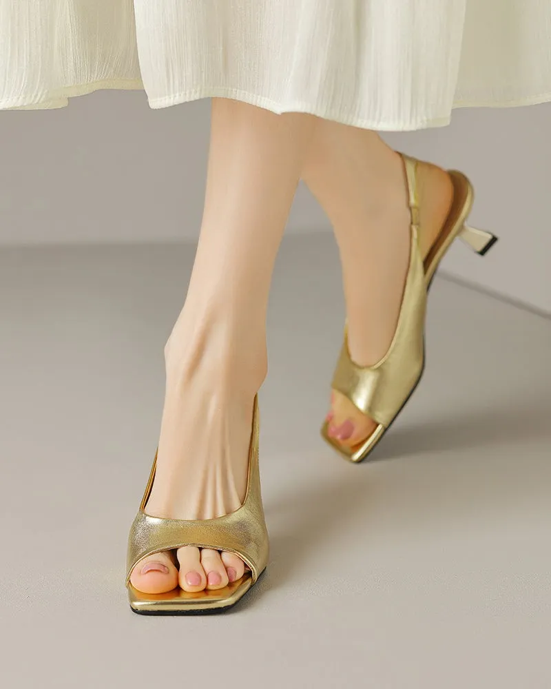 (Clean Up - US 8) Chrissy French Vintage Low Heel Sandals