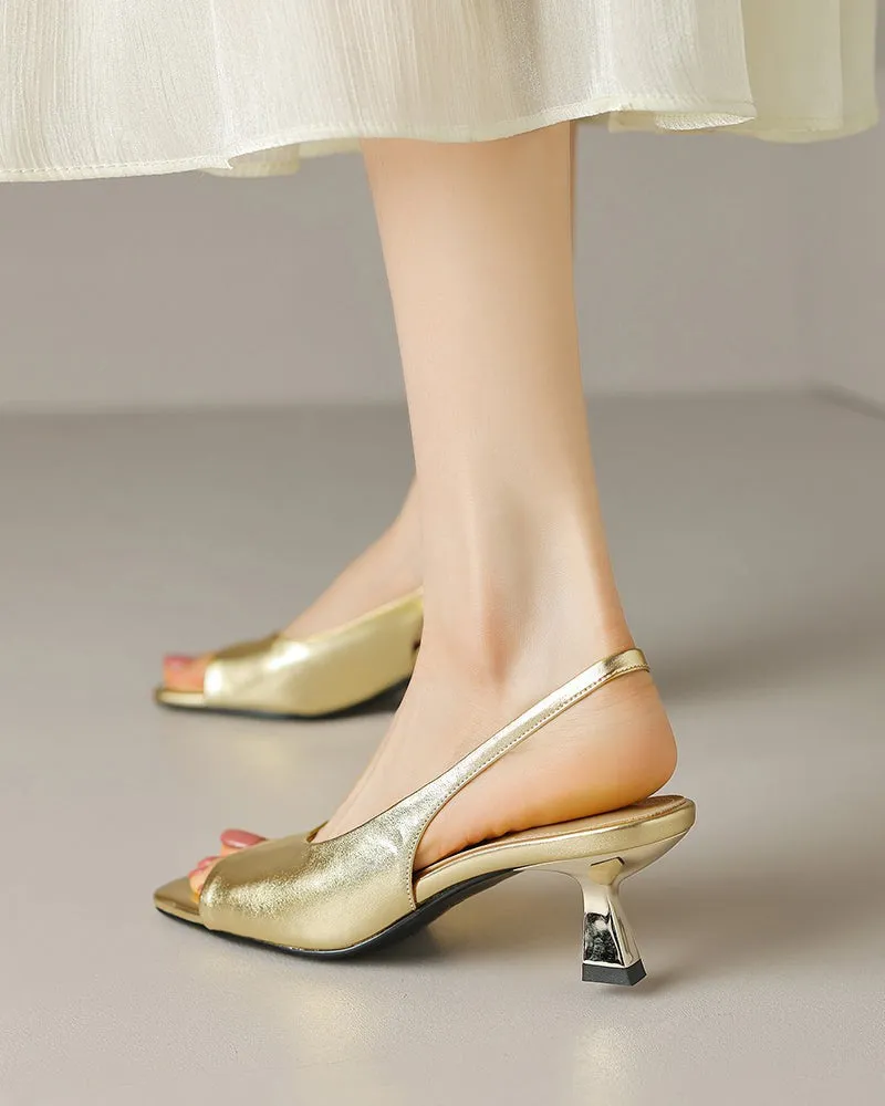 (Clean Up - US 8) Chrissy French Vintage Low Heel Sandals