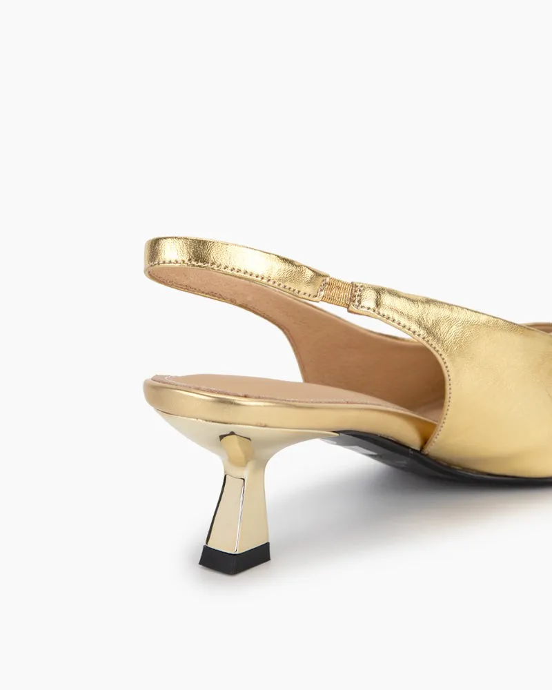 (Clean Up - US 8) Chrissy French Vintage Low Heel Sandals