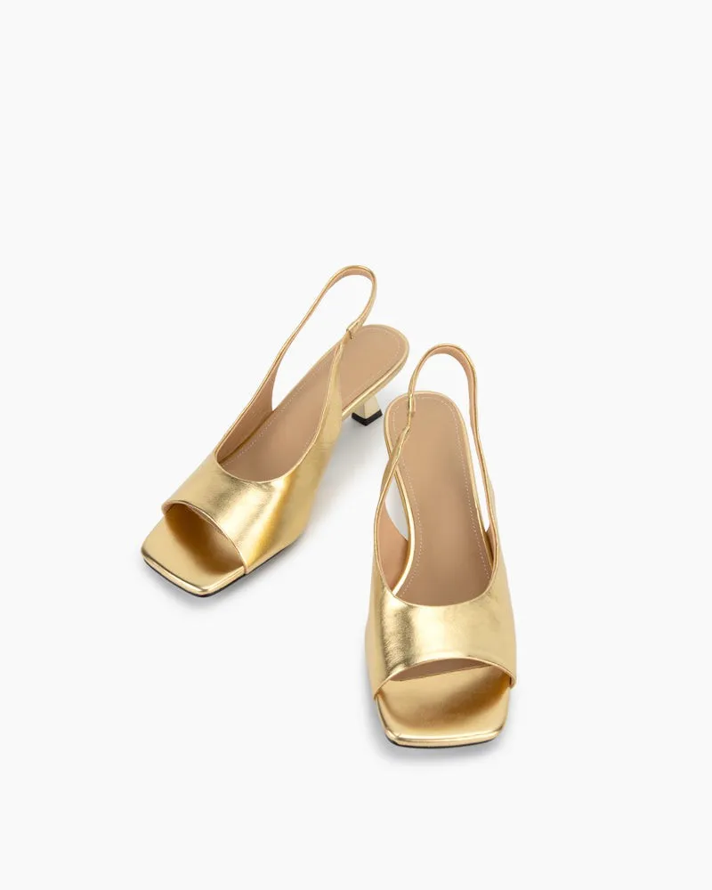 (Clean Up - US 8) Chrissy French Vintage Low Heel Sandals