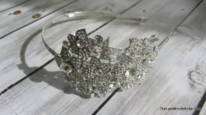 Clear Rhinestone Headband with Floral Motif