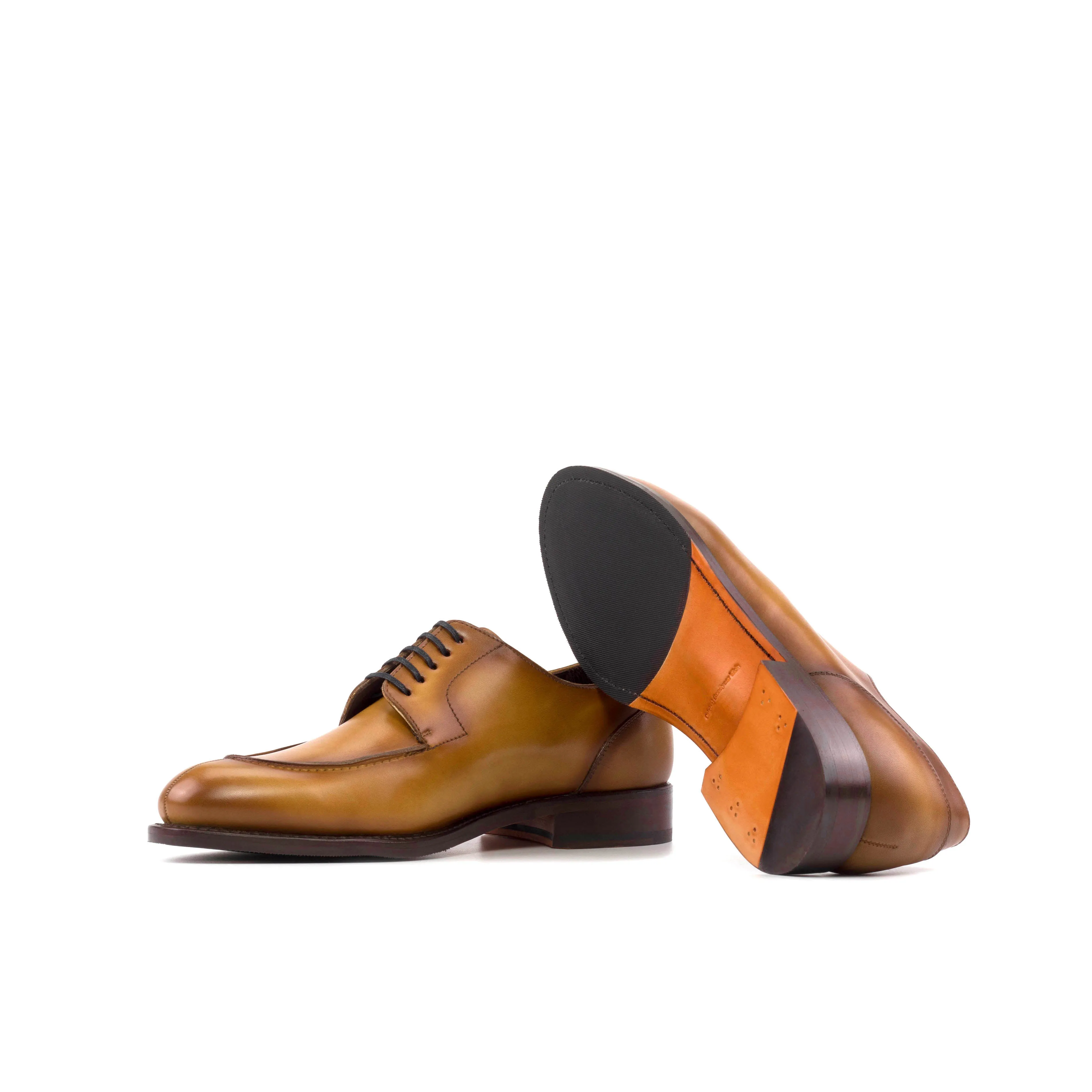 Cognac Painted Calf Leather Split Toe Derby