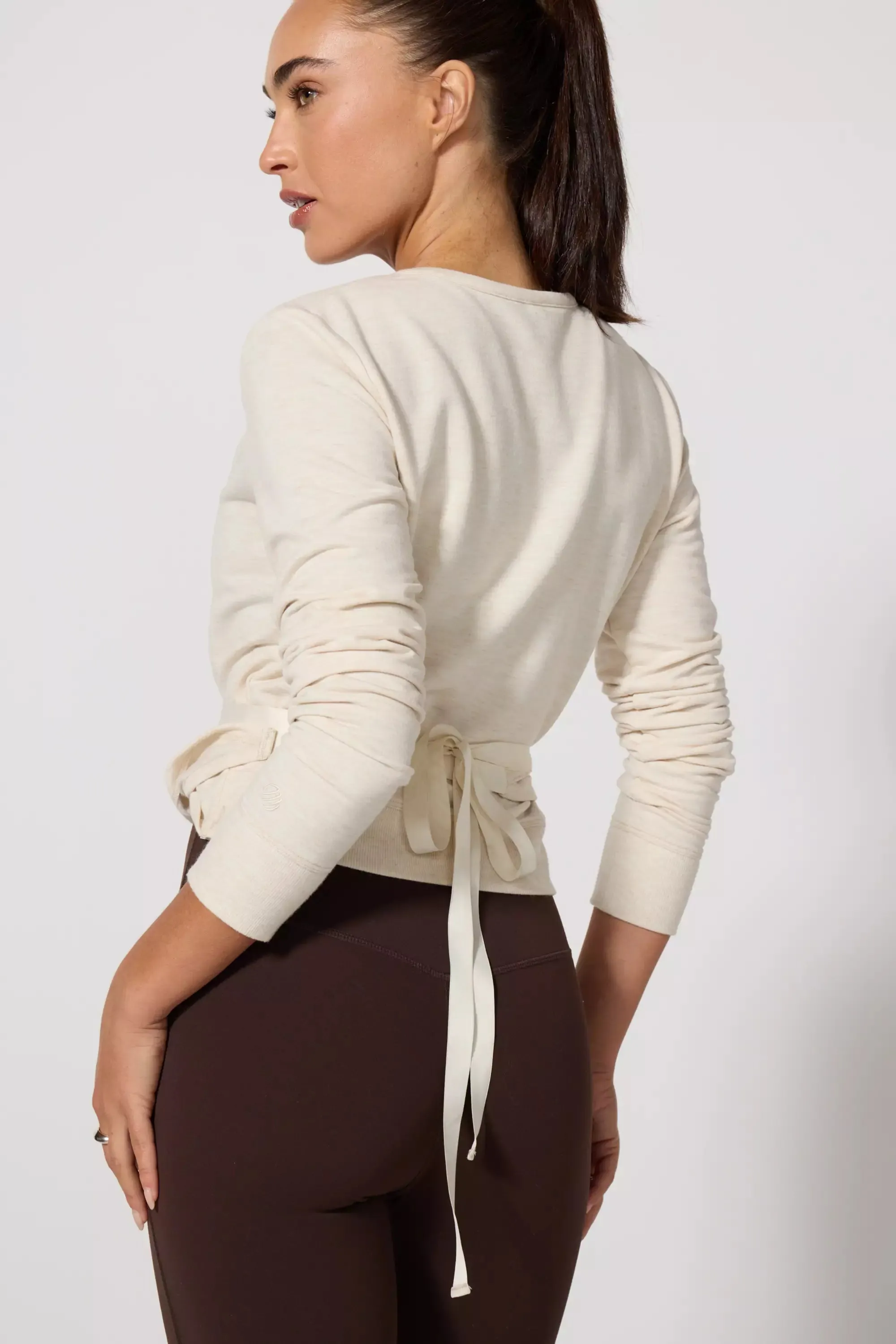 Cozy Fleece Ballet Wrap Sweatshirt - Htr Birch
