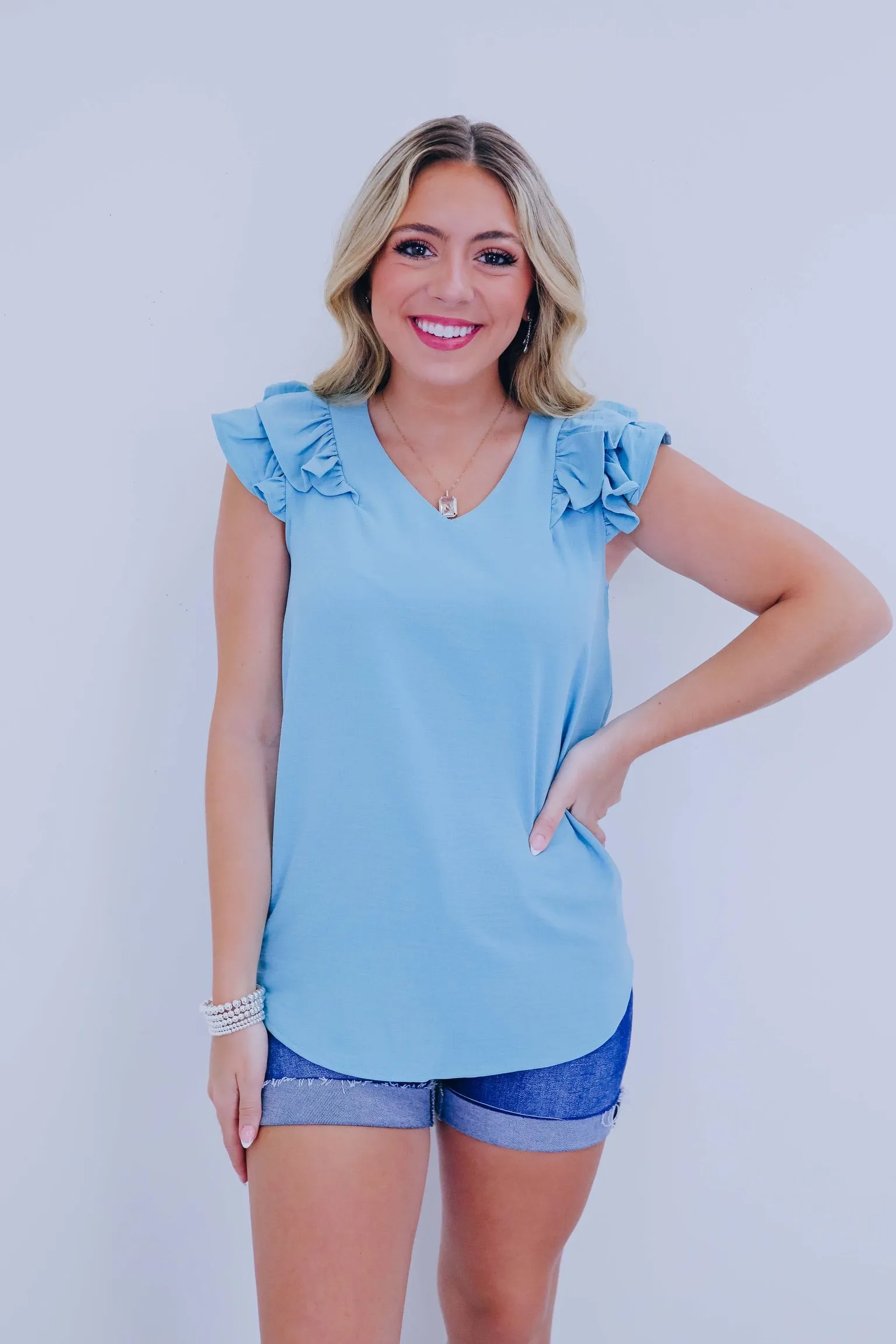 Crissie Crinkle V-Neck Top - 9 Colors