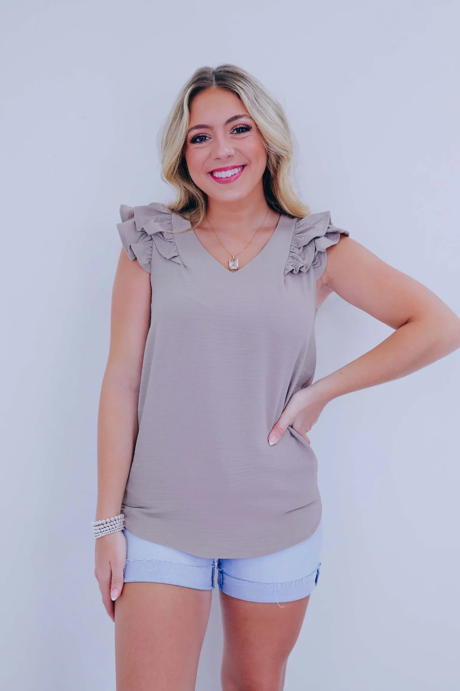 Crissie Crinkle V-Neck Top - 9 Colors