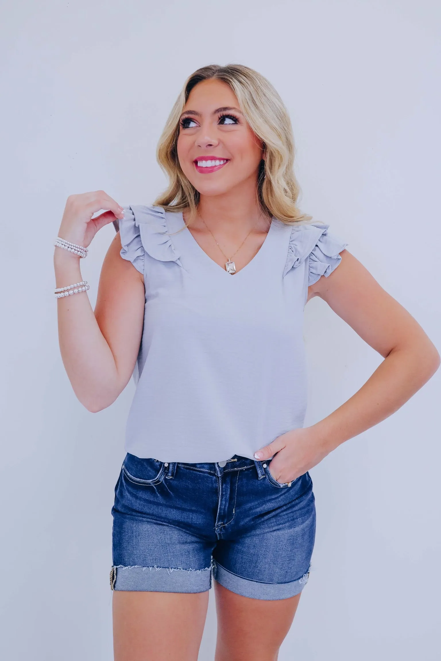 Crissie Crinkle V-Neck Top - 9 Colors