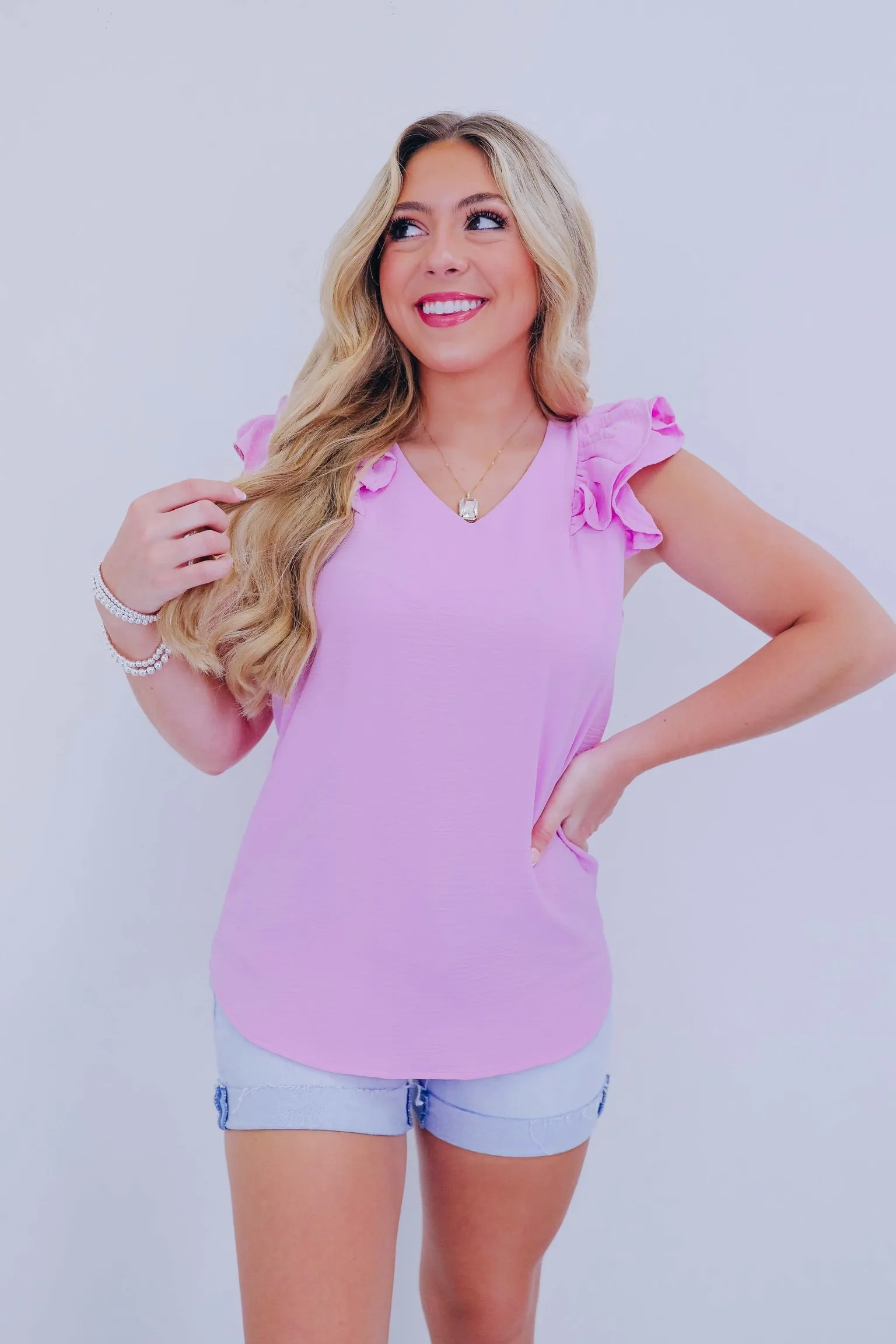 Crissie Crinkle V-Neck Top - 9 Colors