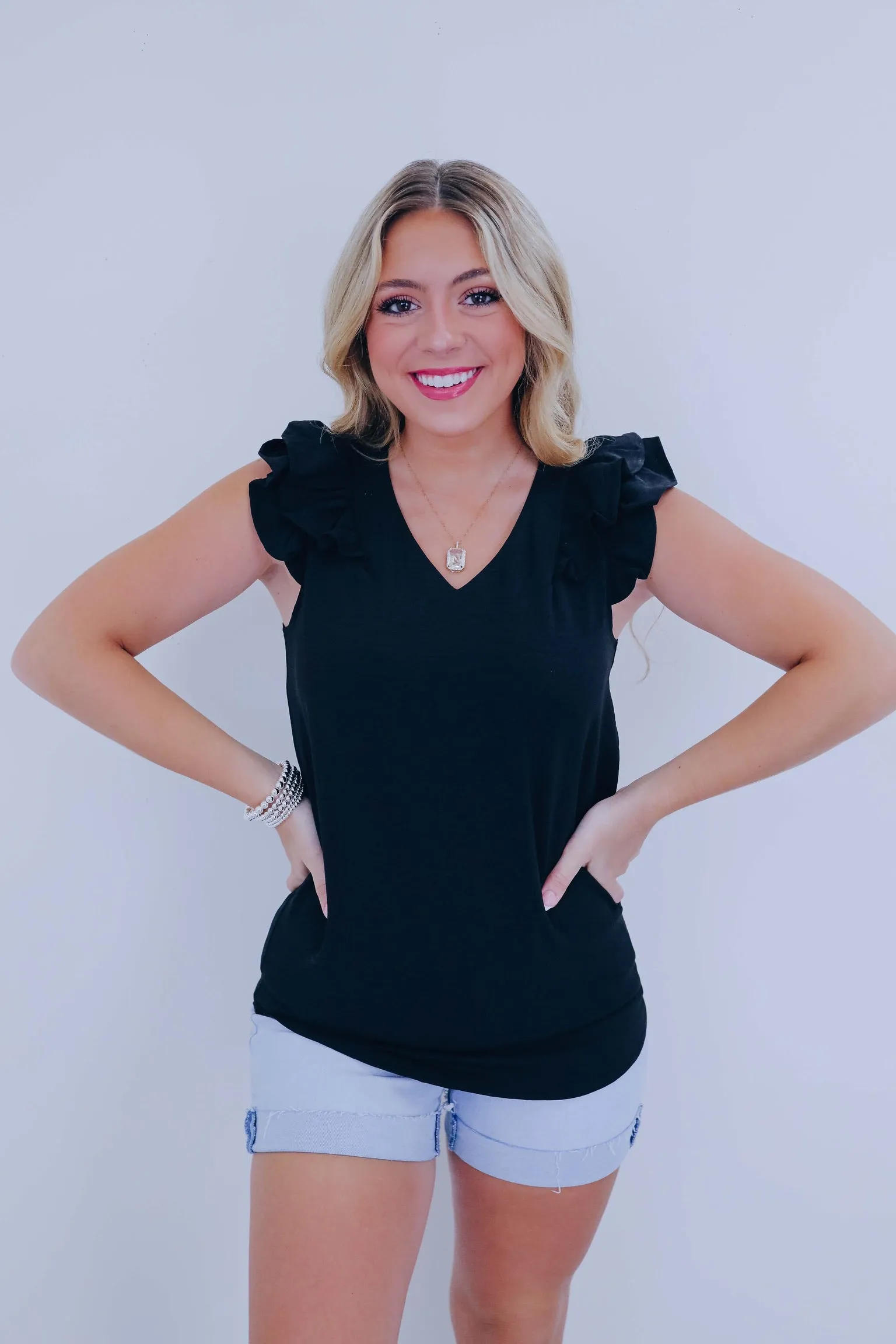 Crissie Crinkle V-Neck Top - 9 Colors