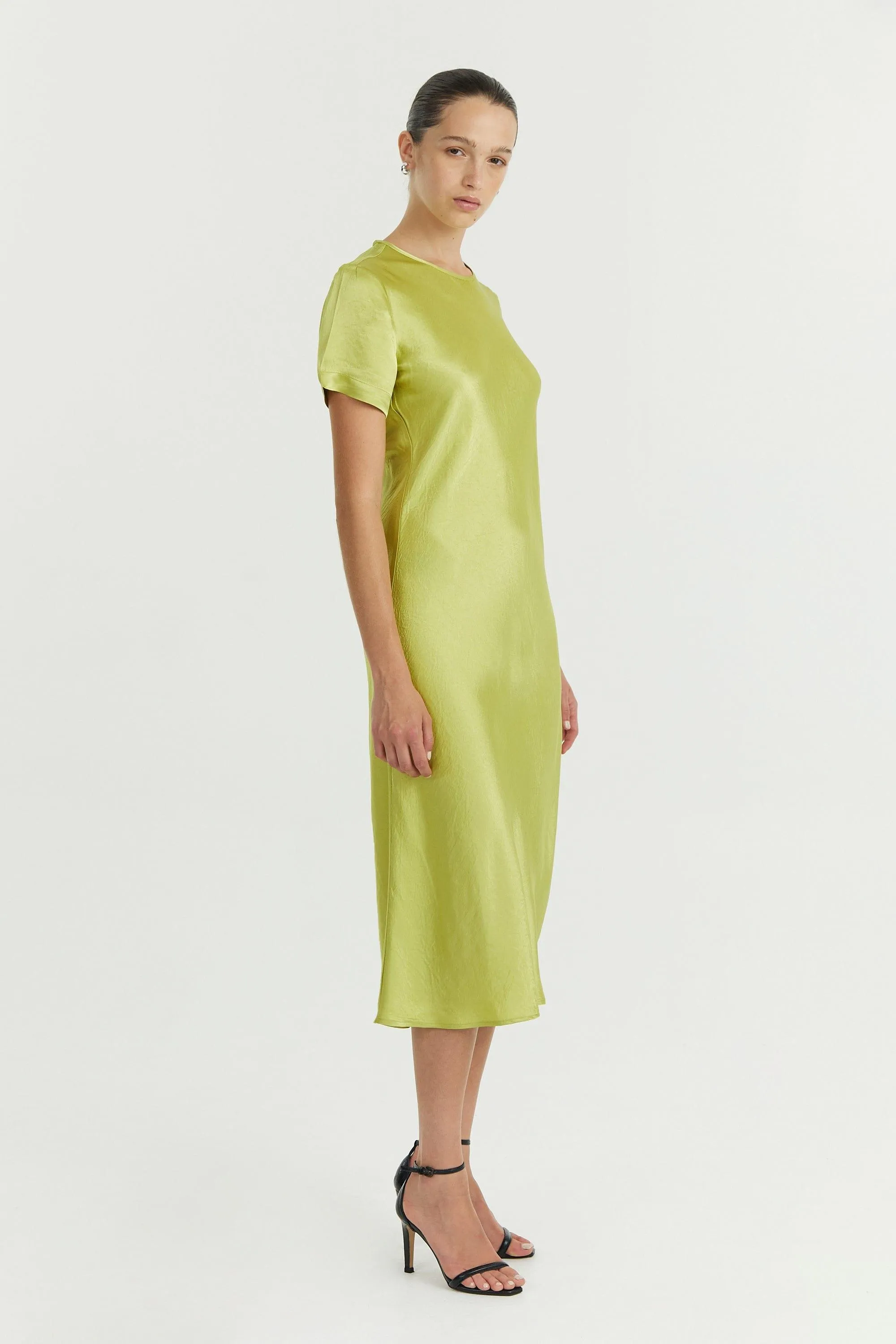 CRUSH BIAS TEE MIDI DRESS | KIWI