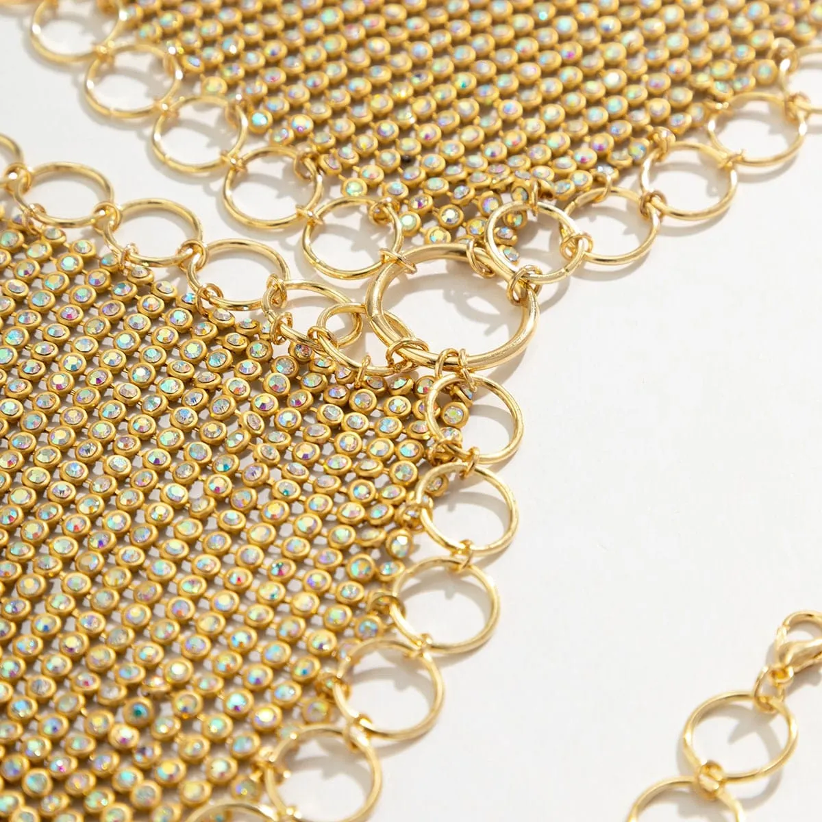 Crystal Body Chain Bra with Rhinestone Inlay - 18k Gold Silver Plated