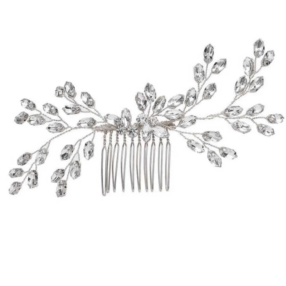 Crystal Bridal Hair Comb, Rhinestone Flower Crystal Hairpiece, Wedding Rhinestone Gem Decorative Hair Comb