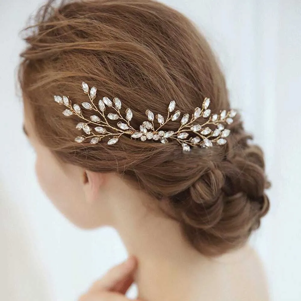 Crystal Bridal Hair Comb, Rhinestone Flower Crystal Hairpiece, Wedding Rhinestone Gem Decorative Hair Comb