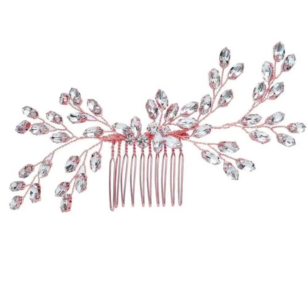 Crystal Bridal Hair Comb, Rhinestone Flower Crystal Hairpiece, Wedding Rhinestone Gem Decorative Hair Comb
