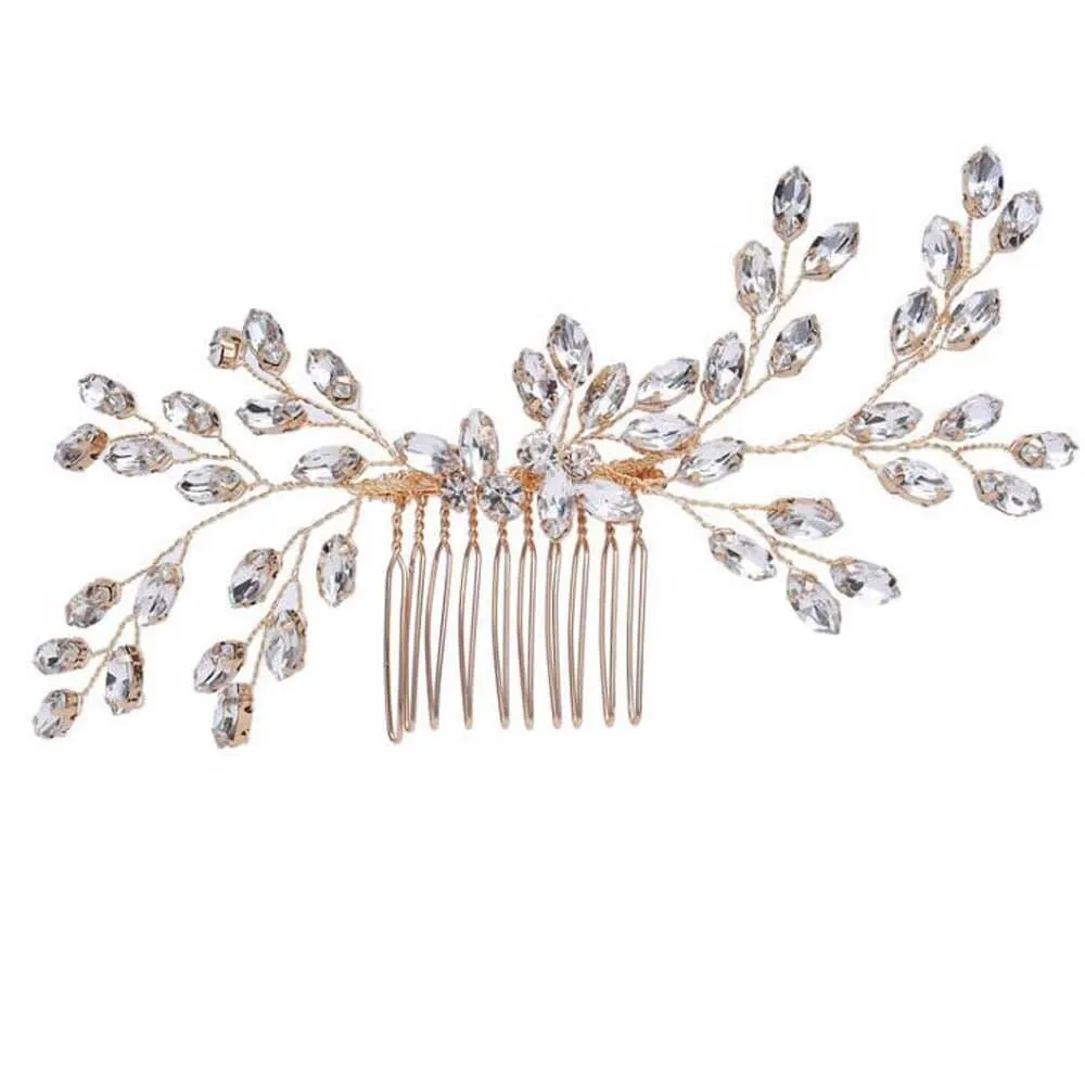 Crystal Bridal Hair Comb, Rhinestone Flower Crystal Hairpiece, Wedding Rhinestone Gem Decorative Hair Comb