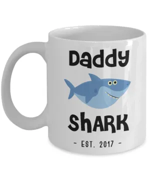 Daddy Shark Father's Day Gifts New Dad Est 2017 Do Do Do Expecting Dad Pregnancy Announcement Ceramic Shot Glass