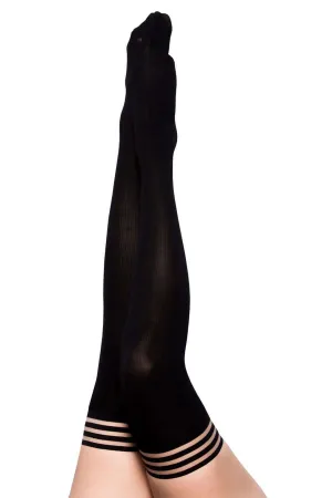 Dana Lynn - Ribbed Thigh High - Size C - Black