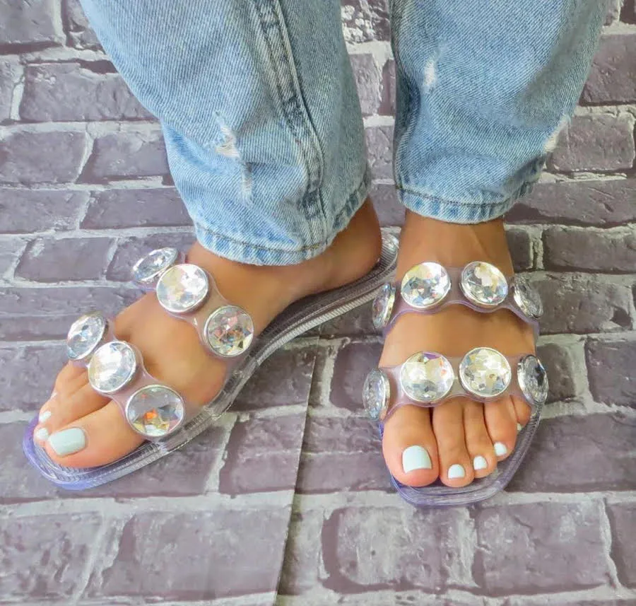 Daziyah Clear Big Stone Jelly Slides