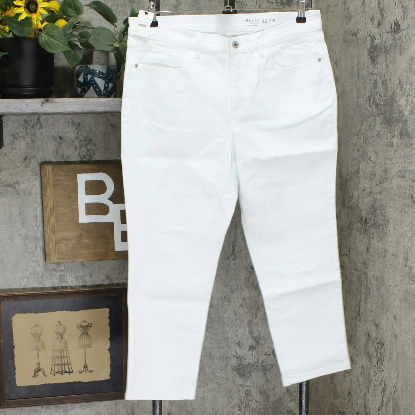 Denim & Co. Petite Studio Distressed Classic Denim Ankle Jeans