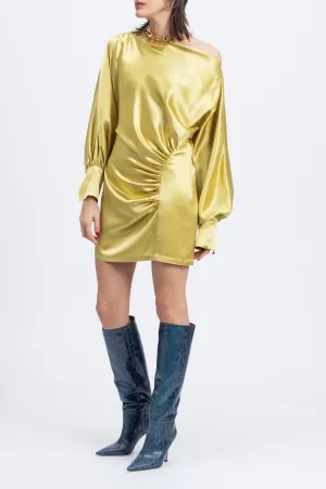 DIANA RUCHED SATIN MINI DRESS
