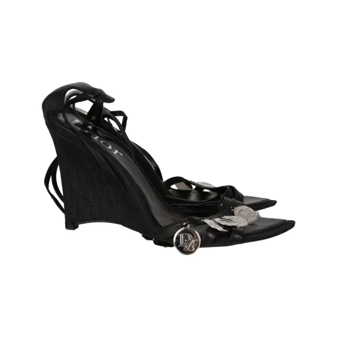 Dior Black Coin Wrap Heels