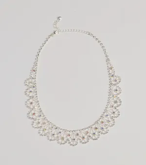 Divine Sparkle Scallop Rhinestone Collar Necklace