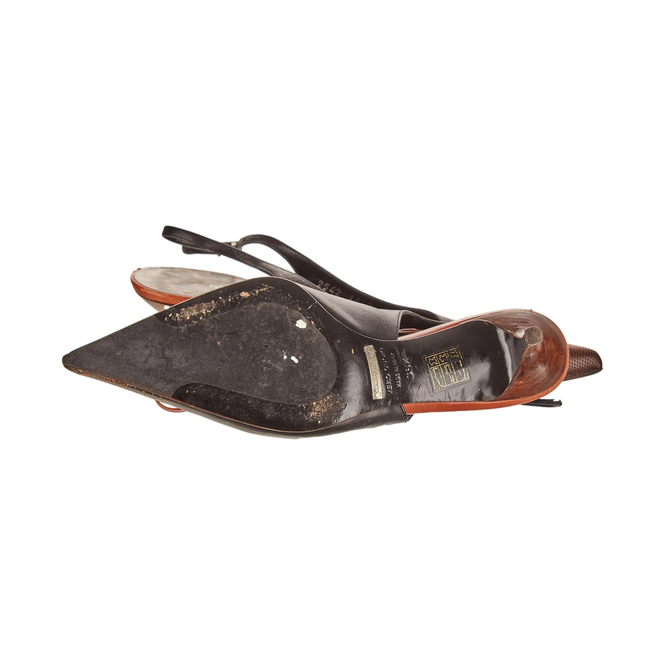 Dolce & Gabbana Brown Stitched Kitten Heel