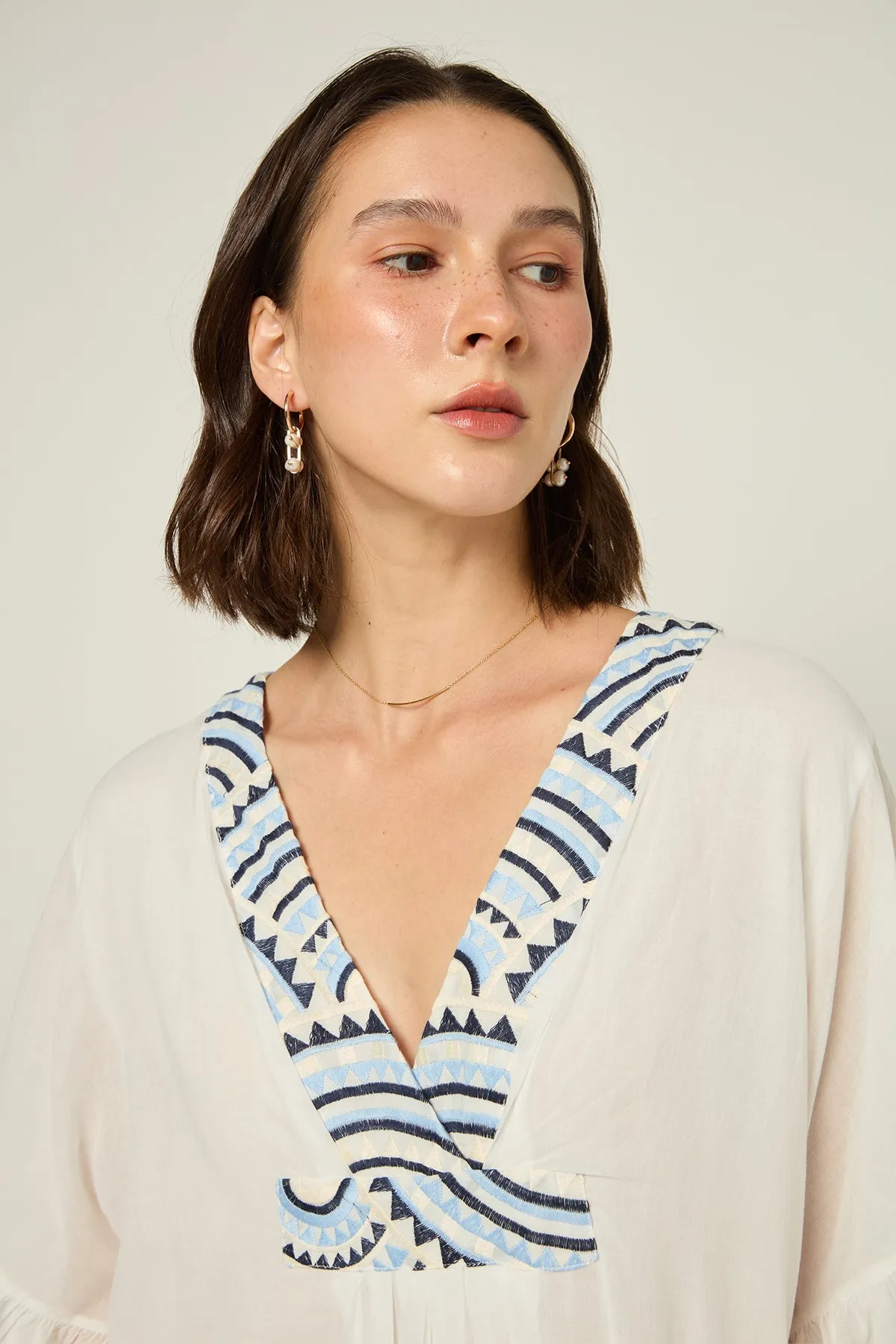 DRESS LONG NEW ALL OVER L/S RUFFLES - WHITE CIEL