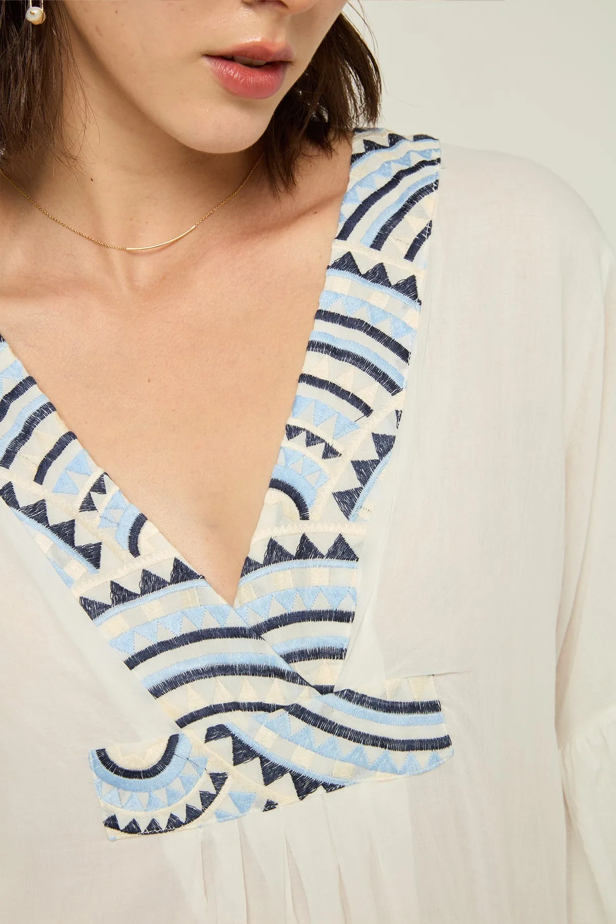 DRESS LONG NEW ALL OVER L/S RUFFLES - WHITE CIEL