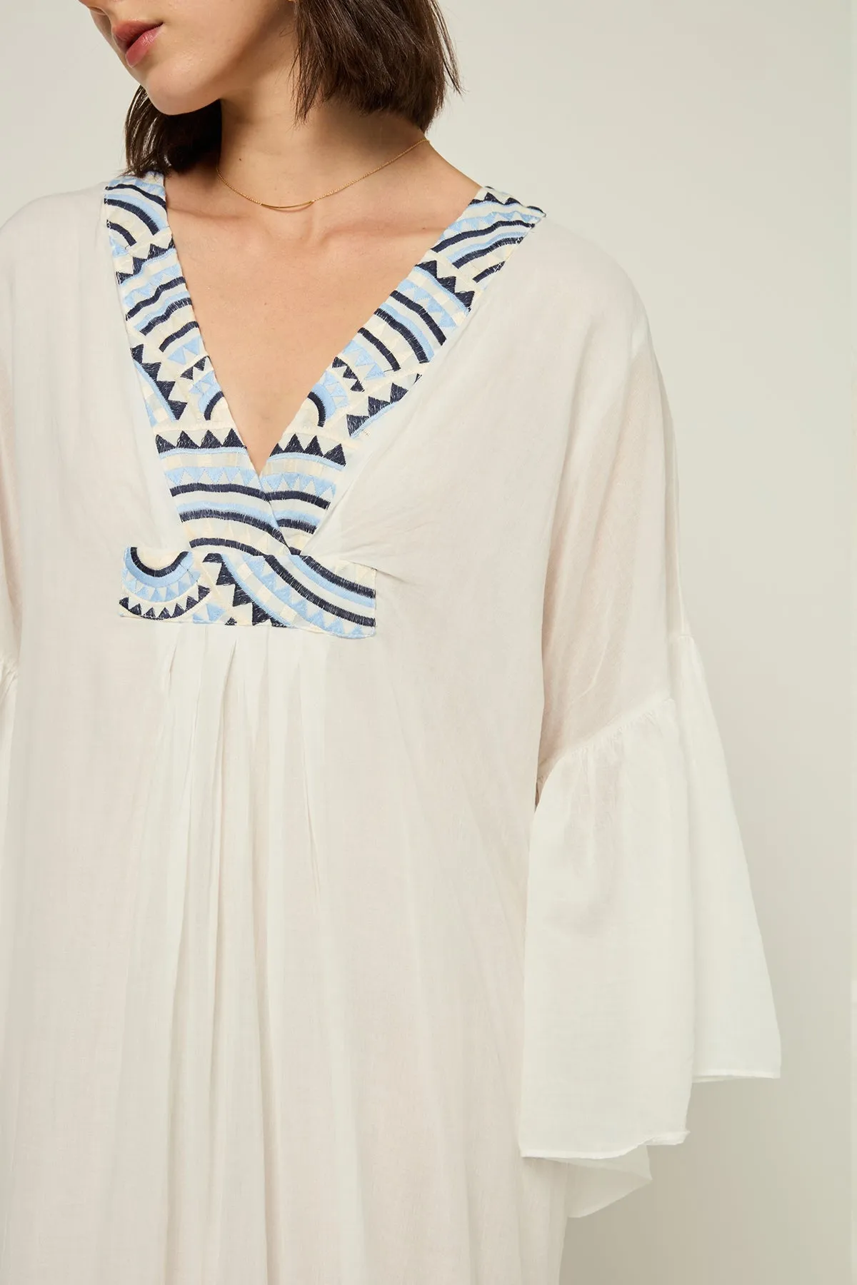 DRESS LONG NEW ALL OVER L/S RUFFLES - WHITE CIEL