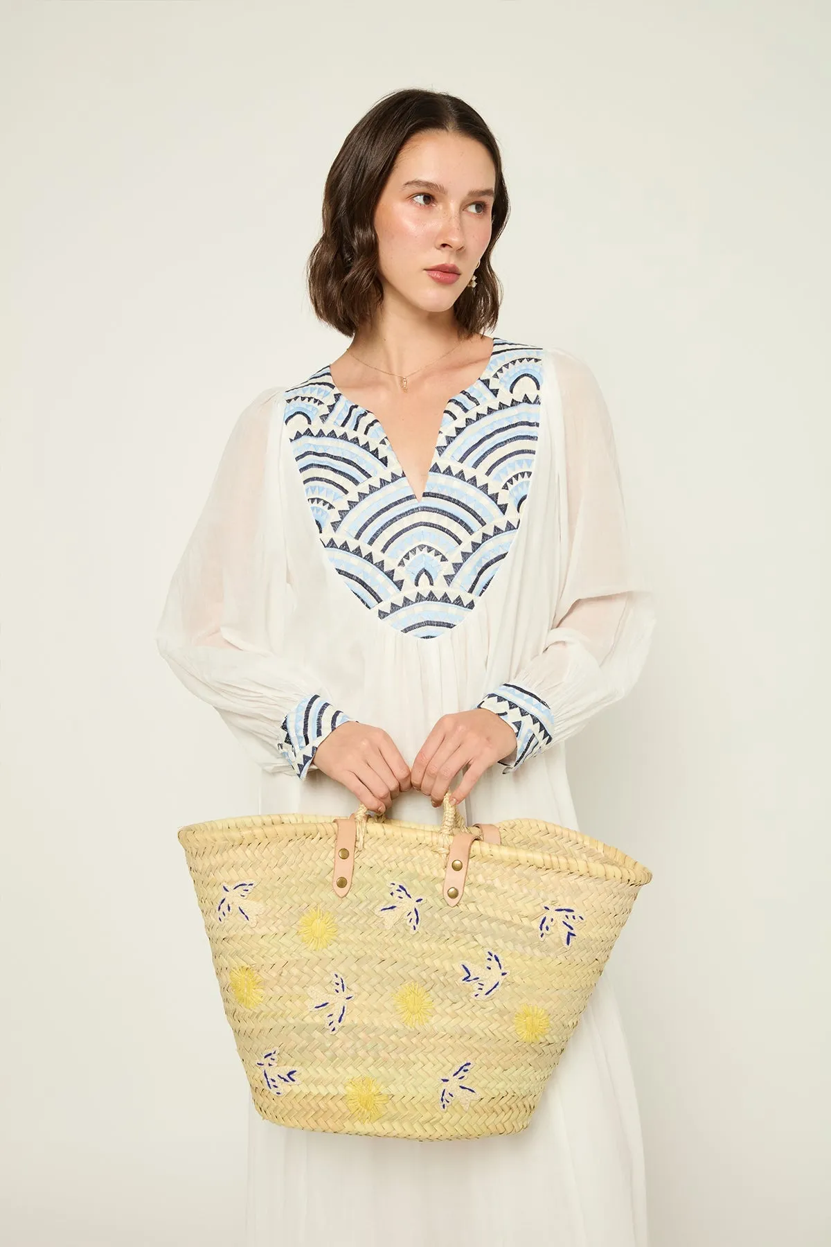 DRESS LONG NEW ALL OVER L/S - WHITE CIEL