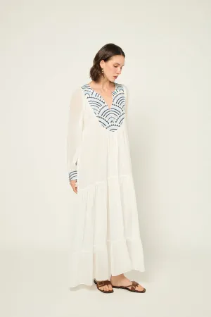 DRESS LONG NEW ALL OVER L/S - WHITE CIEL