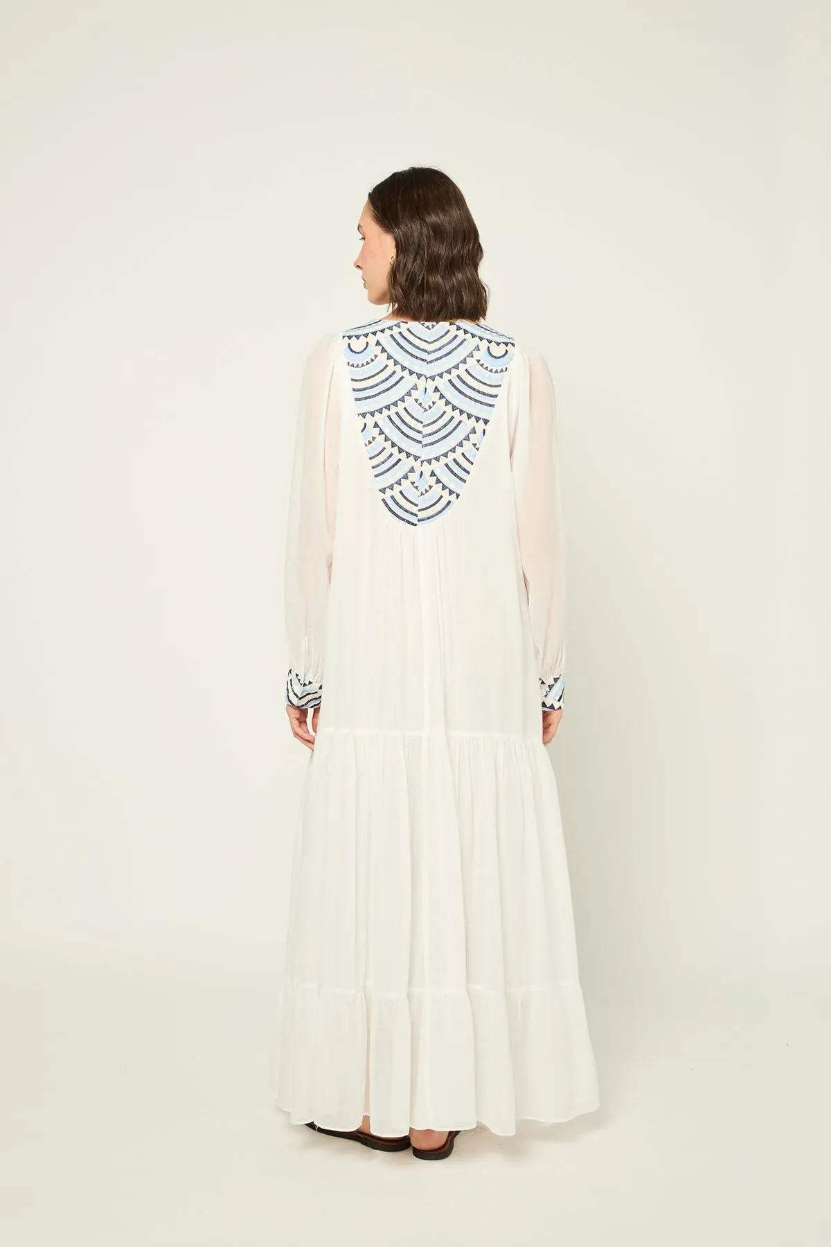DRESS LONG NEW ALL OVER L/S - WHITE CIEL