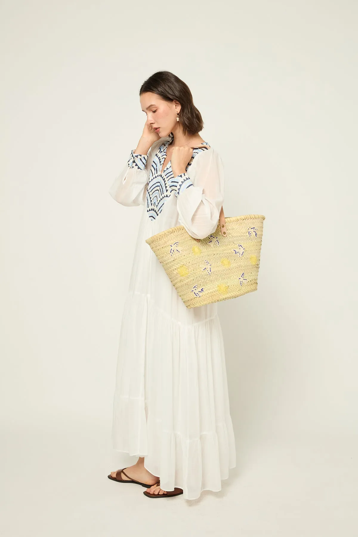DRESS LONG NEW ALL OVER L/S - WHITE CIEL
