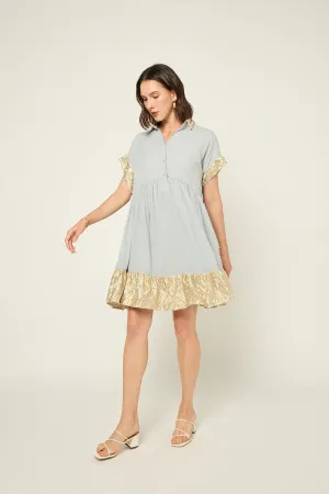 DRESS NEW ALL OVER SHORT COLLAR - LIGHT GREY/GOLD