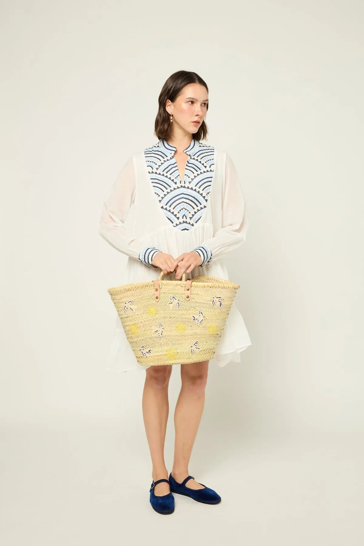 DRESS SHORT NEW ALL OVER L/S - WHITE CIEL