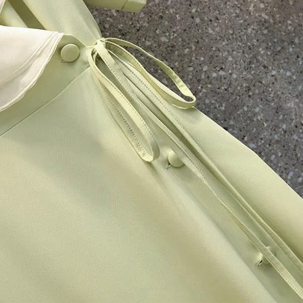 Dress Women's Summer Large Size Lapel Temperament V-neck Ruffled French Hepburn Dress
