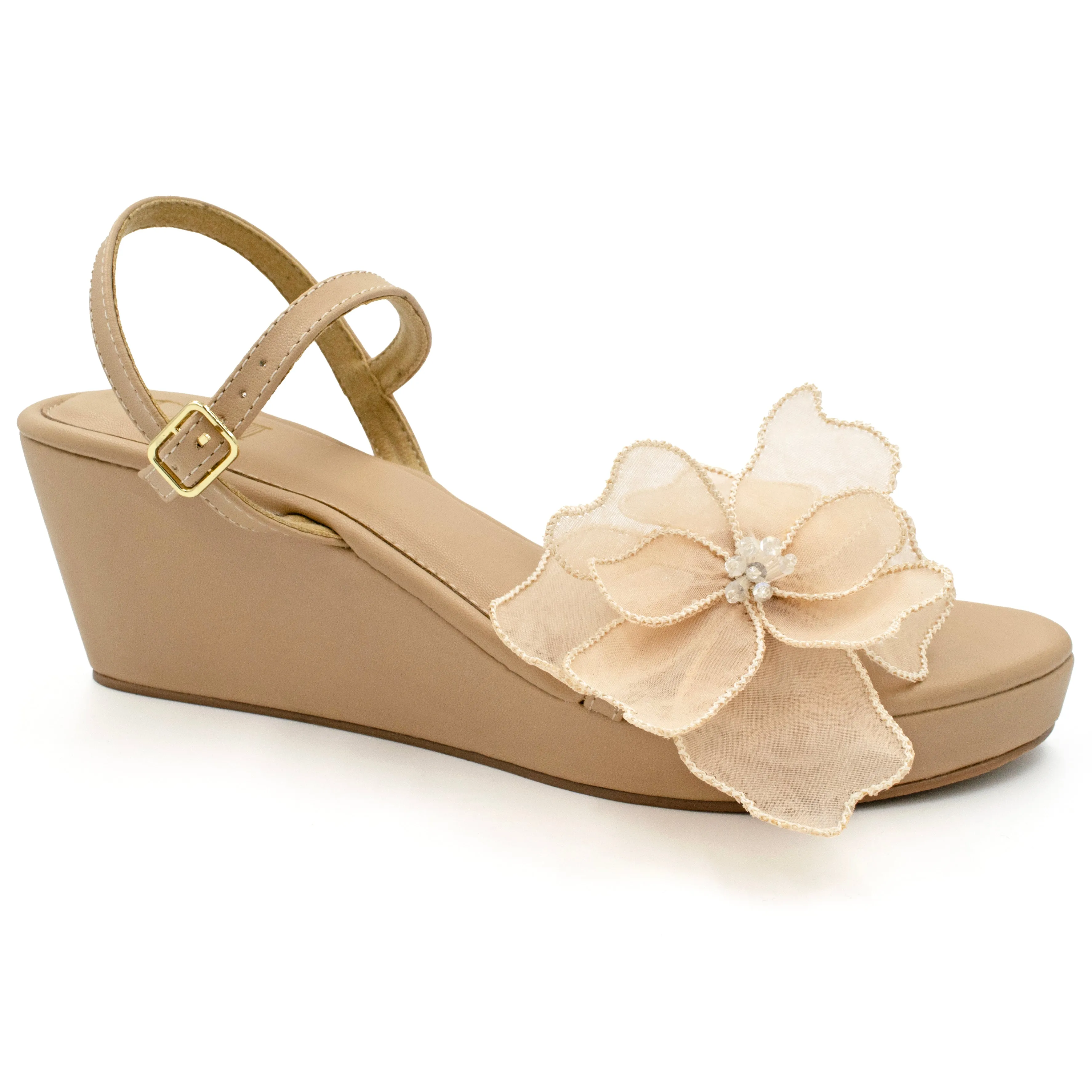 Dusty Rose Floral Wedge