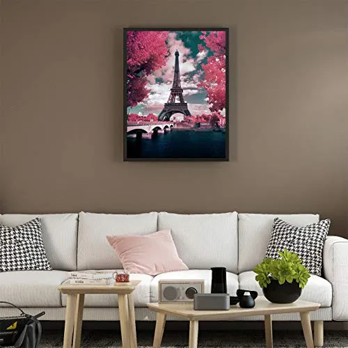 Eiffel Tower Paris at Dusk, 5D Full Drill Diamond Art, Round Diamond Painting Kit