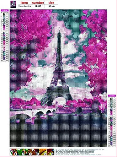Eiffel Tower Paris at Dusk, 5D Full Drill Diamond Art, Round Diamond Painting Kit