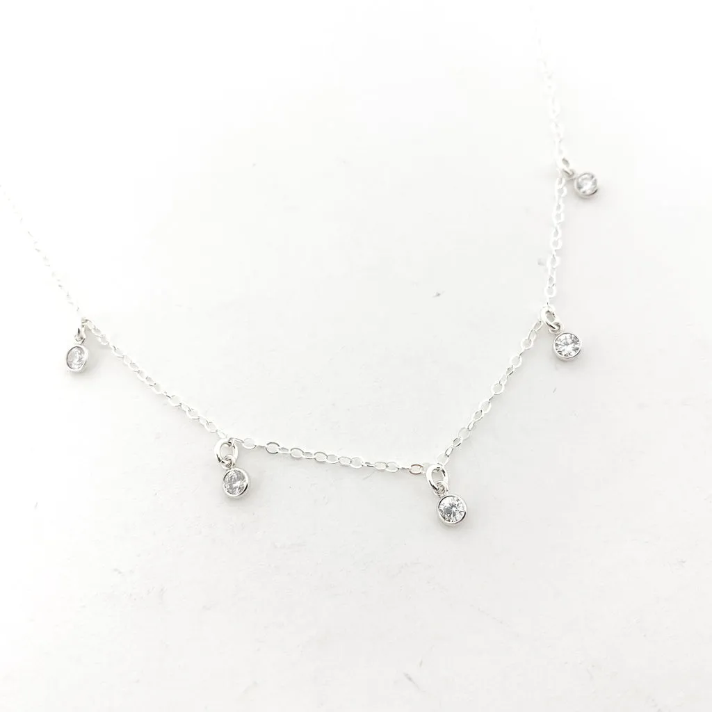 Eliza Five Hanging Rhinestone Necklace