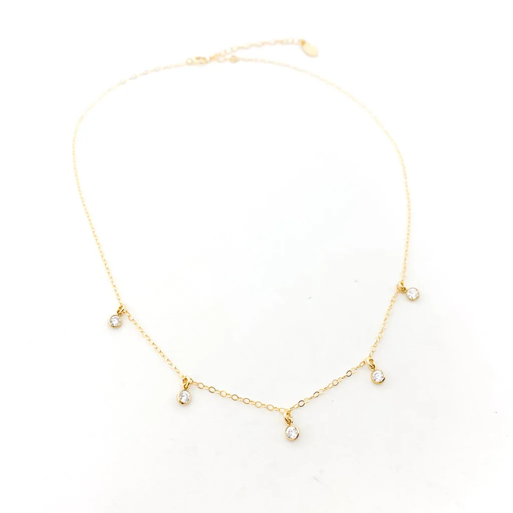 Eliza Five Hanging Rhinestone Necklace