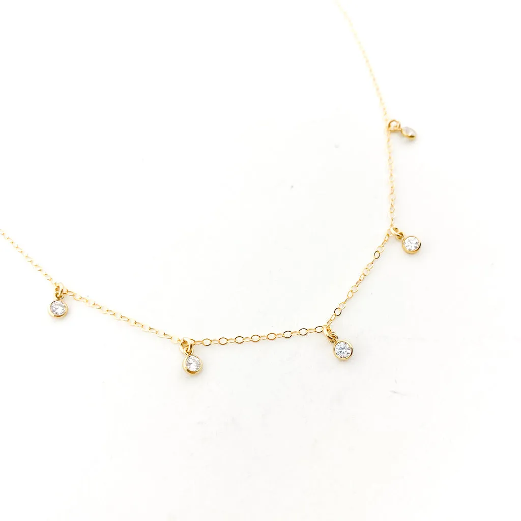 Eliza Five Hanging Rhinestone Necklace