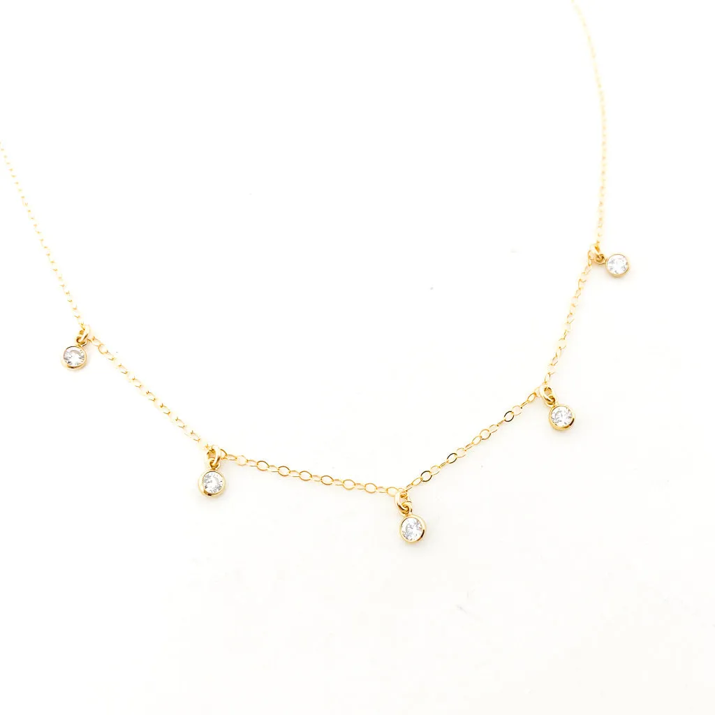 Eliza Five Hanging Rhinestone Necklace