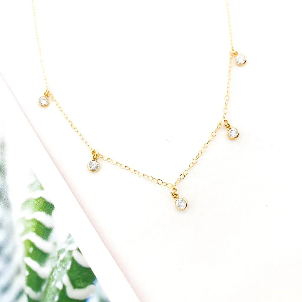Eliza Five Hanging Rhinestone Necklace